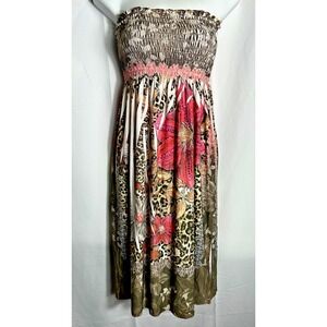 Y2K Stretch Dress Size Small Strapless Whimsi‎ goth Boho Fairy Grunge Forest USA